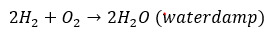 reactievergelijking verbranding waterstof